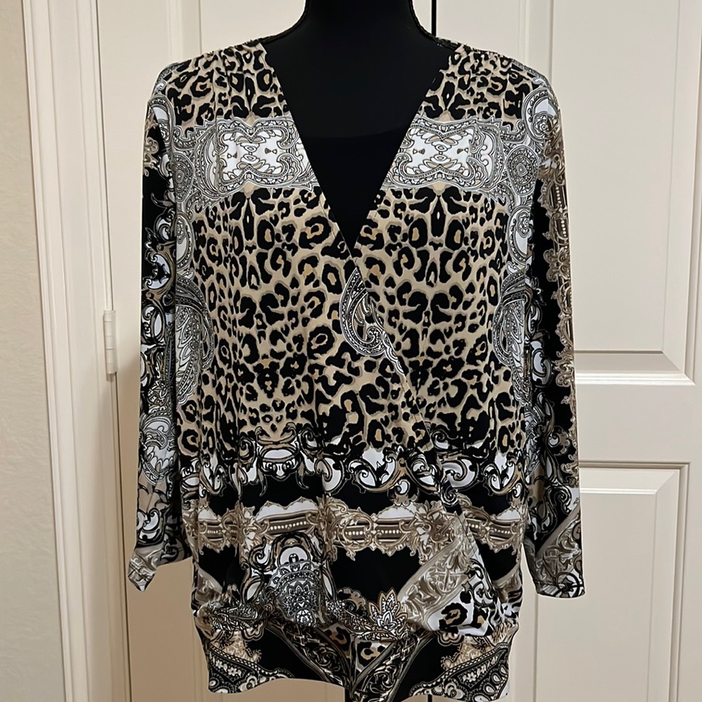 Chico’s animal print crossover top